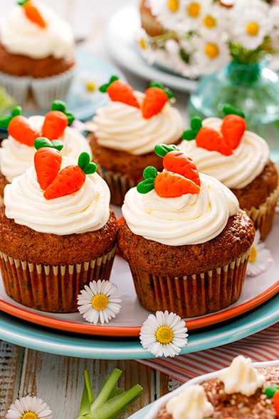 Cupcakes de zanahoria para pascua de resurrección